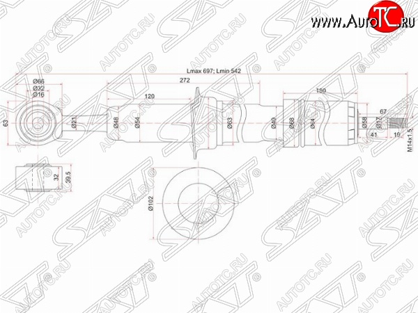 3 599 р. Амортизатор передний SAT (установка на левую или правую сторону) Toyota Land Cruiser 200 дорестайлинг (2007-2012)  с доставкой в г. Тамбов