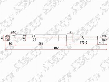 Упор крышки багажника SAT (газовый, на стекло) Toyota (Тойота) Land Cruiser Prado (Лэнд)  J150 (2009-2020) J150 дорестайлинг, 1-ый рестайлинг, 2-ой рестайлинг