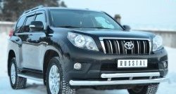 25 499 р. Защита переднего бампера (2 трубыØ76 и 63 мм, нержавейка) SLITKOFF  Toyota Land Cruiser Prado  J150 (2009-2013) дорестайлинг  с доставкой в г. Тамбов. Увеличить фотографию 4