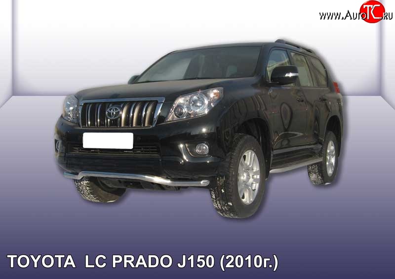 12 499 р. Фигурная защита переднего бампера диаметром 57 мм Slitkoff  Toyota Land Cruiser Prado  J150 (2009-2013) дорестайлинг (Цвет: нержавеющая полированная сталь)  с доставкой в г. Тамбов