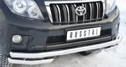 20 999 р. Защита переднего бампера (Ø63 мм с углами, нержавейка) SLITKOFF  Toyota Land Cruiser Prado  J150 (2009-2013) дорестайлинг  с доставкой в г. Тамбов. Увеличить фотографию 2