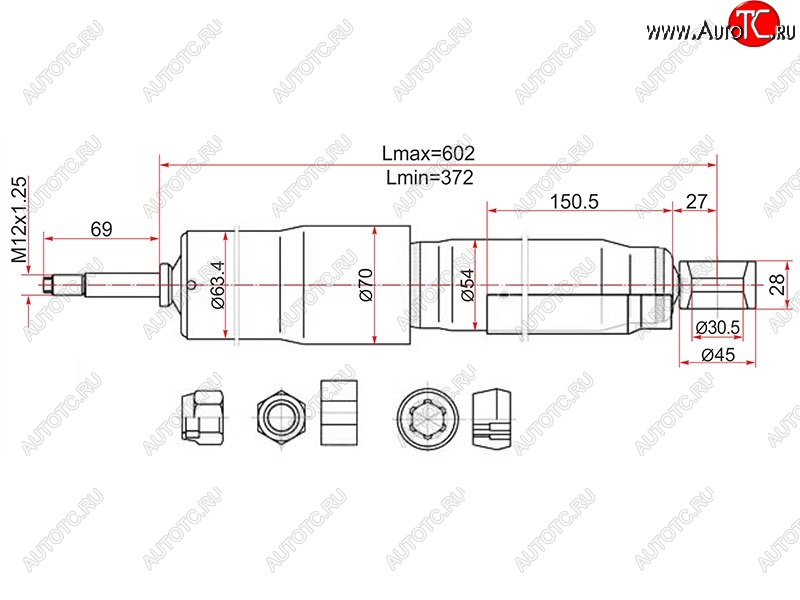 2 399 р. Амортизатор задний LH=RH SAT  Toyota Land Cruiser  80 (1989-1997)  с доставкой в г. Тамбов