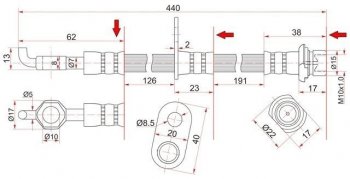 759 р. Тормозной шланг SAT (передний, правый)  Toyota LiteAce  R40,50 - Town Ace  3  с доставкой в г. Тамбов. Увеличить фотографию 1