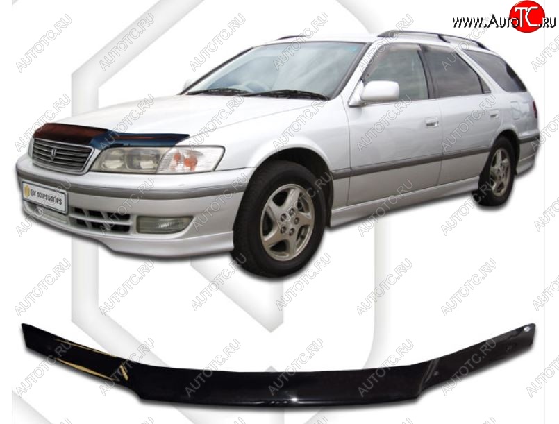 1 899 р. Дефлектор капота CA-Plastiс  Toyota Mark 2  Qualis (1997-2002) седан (Classic черный, Без надписи)  с доставкой в г. Тамбов