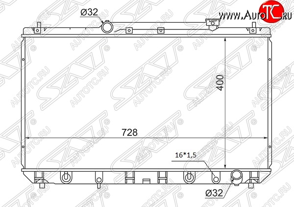 6 099 р. Радиатор двигателя SAT (пластинчатый, 2.2, МКПП/АКПП) Toyota Mark 2 Qualis седан (1997-2002)  с доставкой в г. Тамбов