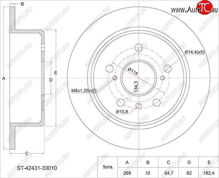 2 299 р. Диск тормозной SAT (задний, d 281)  Toyota Mark X  X120 - RAV4 ( XA305,  XA40)  с доставкой в г. Тамбов