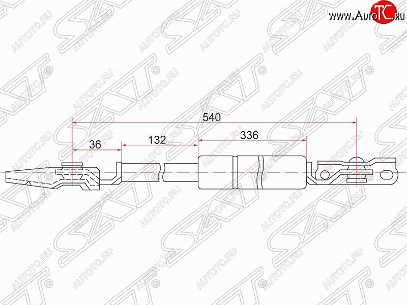 1 159 р. Левый газовый упор крышки багажника SAT  Toyota Nadia  XN10 (1998-2003) дорестайлинг, рестайлинг минивэн  с доставкой в г. Тамбов