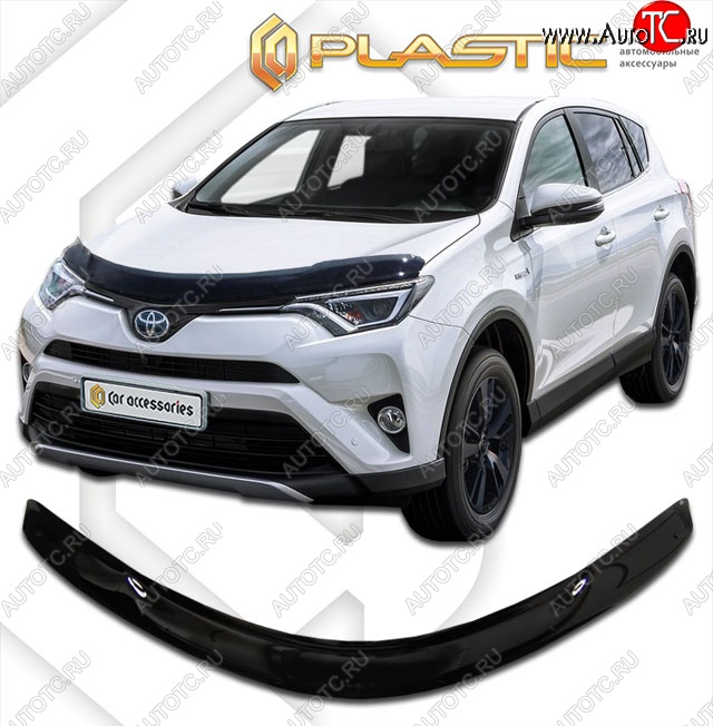 2 099 р. Дефлектор капота CA-Plastic  Toyota RAV4  XA40 (2015-2019) 5 дв. рестайлинг (Classic черный, Без надписи)  с доставкой в г. Тамбов