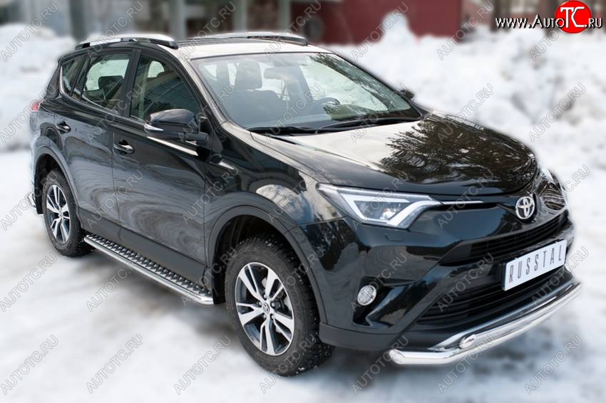 30 799 р. Широкая защита порогов с трубой диаметром 42 мм SLITKOFF v3  Toyota RAV4  XA40 (2015-2019) 5 дв. рестайлинг  с доставкой в г. Тамбов