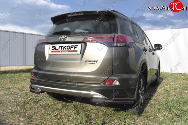 5 899 р. Уголки d57+d42 двойные Toyota RAV4 XA40 5 дв. рестайлинг (2015-2019) (Цвет: серебристый)  с доставкой в г. Тамбов