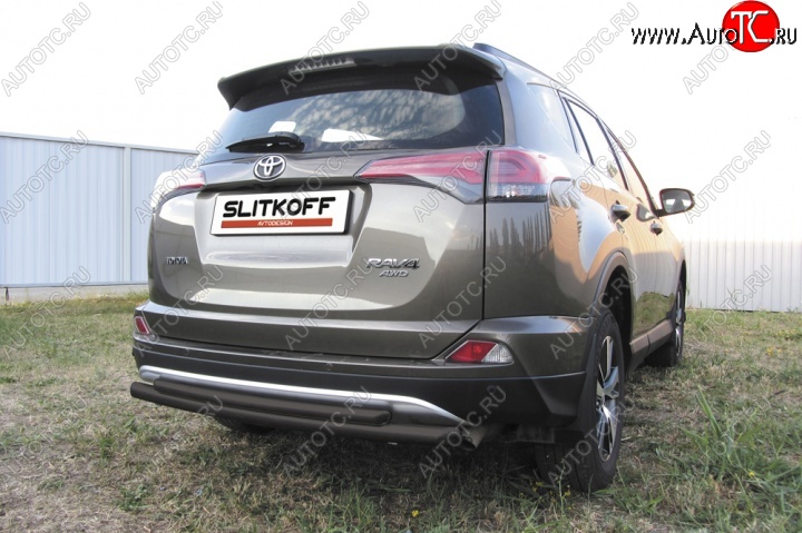 6 699 р. Защита задняя Slitkoff Toyota RAV4 XA40 5 дв. рестайлинг (2015-2019) (Цвет: серебристый)  с доставкой в г. Тамбов