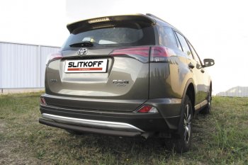 8 999 р. Защита заднего бампера Slitkoff (Ø57 мм, радиусная)  Toyota RAV4  XA40 (2015-2019) 5 дв. рестайлинг (Нержавейка полированная)  с доставкой в г. Тамбов. Увеличить фотографию 2