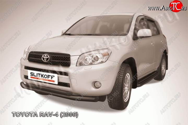 8 799 р. Защита переднего бампер Slitkoff  Toyota RAV4  XA305 (2005-2009) 5 дв. дорестайлинг (Цвет: серебристый)  с доставкой в г. Тамбов