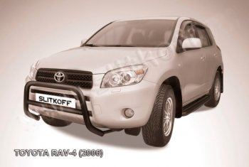 21 999 р. Защита переднего бампера Slitkoff (Ø57 мм, низкая) Toyota RAV4 XA305 5 дв. дорестайлинг (2005-2009) (Нержавейка полированная)  с доставкой в г. Тамбов. Увеличить фотографию 2