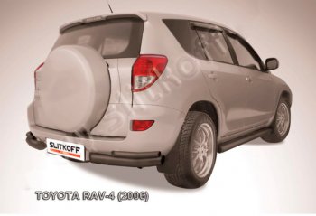 Защита заднего бампера Slitkoff (d57 мм, уголки) Toyota (Тойота) RAV4 (рав)  XA305 (2005-2009) XA305 5 дв. дорестайлинг  (Сталь с полимерным покрытием в цвет: черный)