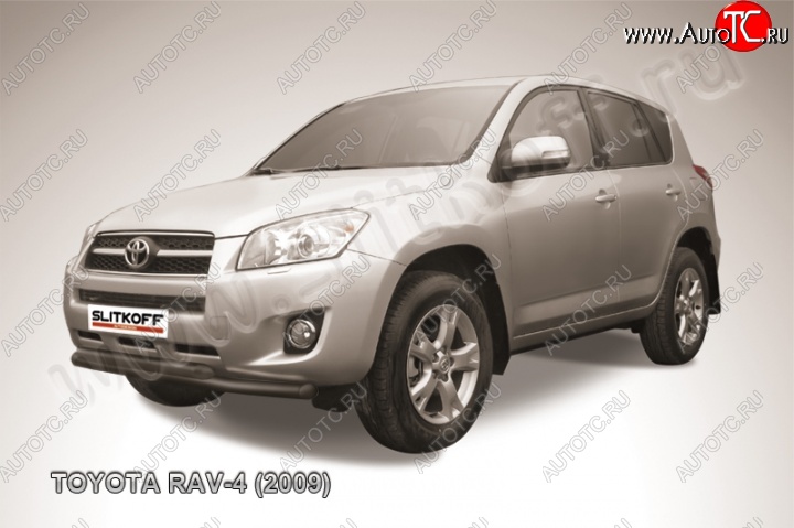 7 999 р. Защита переднего бампер Slitkoff Toyota RAV4 XA30 5 дв. удлиненный 1-ый рестайлинг (2009-2010) (Цвет: серебристый)  с доставкой в г. Тамбов