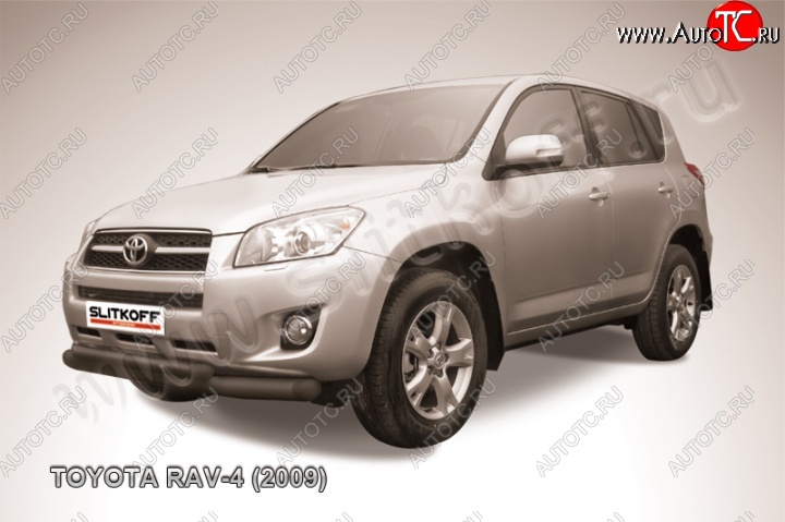 8 799 р. Защита переднего бампер Slitkoff Toyota RAV4 XA30 5 дв. 1-ый рестайлинг (2008-2010) (Цвет: серебристый)  с доставкой в г. Тамбов