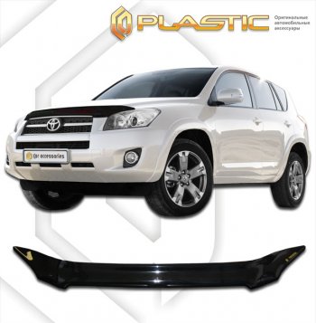 17 р. Дефлектор капота CA Plastic  Toyota RAV4  XA30 (2008-2010) 5 дв. 1-ый рестайлинг, 5 дв. удлиненный 1-ый рестайлинг (Classic черный, Без надписи)  с доставкой в г. Тамбов. Увеличить фотографию 1