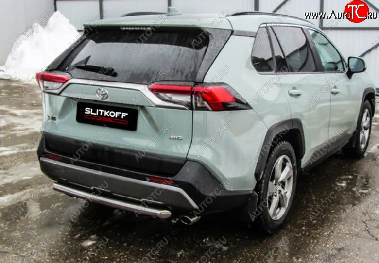 8 999 р. Защита заднего бампера Slitkoff (d57)  Toyota RAV4  XA50 (2018-2024) 5 дв. дорестайлинг (Нержавейка, Без окраски)  с доставкой в г. Тамбов