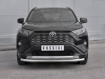 20 349 р. Защита переднего бампера (2 трубы Ø63 и 75х42 мм, нержавейка) Russtal  Toyota RAV4  XA50 (2018-2024) 5 дв. дорестайлинг  с доставкой в г. Тамбов. Увеличить фотографию 2