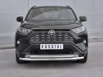 Защита переднего бампера (2 трубы Ø63 и 42 мм, нержавейка) Russtal Toyota RAV4 XA50 5 дв. дорестайлинг (2018-2024)