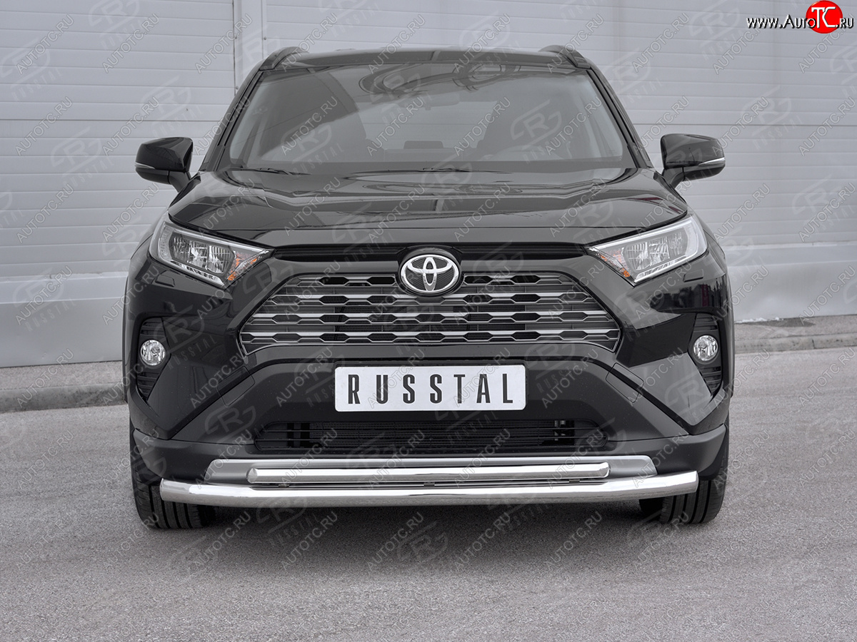 14 599 р. Защита переднего бампера (2 трубы Ø63 и 42 мм, нержавейка) Russtal Toyota RAV4 XA50 5 дв. дорестайлинг (2018-2024)  с доставкой в г. Тамбов