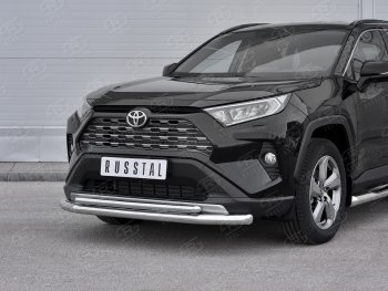 14 599 р. Защита переднего бампера (2 трубы Ø63 и 42 мм, нержавейка) Russtal Toyota RAV4 XA50 5 дв. дорестайлинг (2018-2024)  с доставкой в г. Тамбов. Увеличить фотографию 2