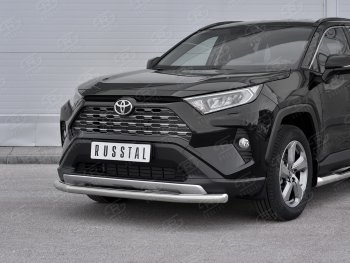 12 999 р. Защита переднего бампера (Ø63 мм, нержавейка) Russtal Toyota RAV4 XA50 5 дв. дорестайлинг (2018-2024)  с доставкой в г. Тамбов. Увеличить фотографию 2