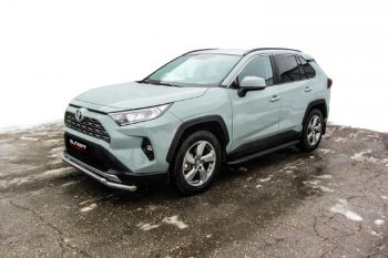 14 999 р. Пороги алюминиевые Slitkoff Toyota RAV4 XA50 5 дв. дорестайлинг (2018-2024) (Optima Black )  с доставкой в г. Тамбов. Увеличить фотографию 3