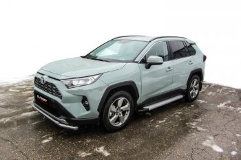 13 349 р. Пороги алюминиевые Slitkoff  Toyota RAV4  XA50 (2018-2025) 5 дв. дорестайлинг (Optima Silver)  с доставкой в г. Тамбов. Увеличить фотографию 3