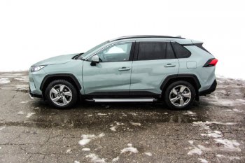 13 349 р. Пороги алюминиевые Slitkoff  Toyota RAV4  XA50 (2018-2025) 5 дв. дорестайлинг (Optima Silver)  с доставкой в г. Тамбов. Увеличить фотографию 2