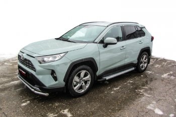 17 399 р. Пороги алюминиевые Slitkoff  Toyota RAV4  XA50 (2018-2025) 5 дв. дорестайлинг (Standart Silver)  с доставкой в г. Тамбов. Увеличить фотографию 2