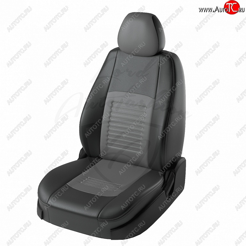 8 749 р. Чехлы для сидений Lord Autofashion Турин (экокожа)  Toyota RAV4 ( XA30,  XA305) (2003-2013) 5 дв. удлиненный дорестайлинг, 5 дв. дорестайлинг, 5 дв. 1-ый рестайлинг, 5 дв. удлиненный 1-ый рестайлинг, 5 дв. 2-ой рестайлинг, 5 дв. удлиненный 2-ой рестайлинг (Чёрный, вставка серая)  с доставкой в г. Тамбов