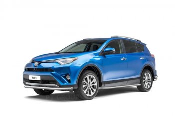 25 899 р. Порожки для ног из трубы Ø51 с алюминиевой площадкой Petroil Tuning Toyota RAV4 XA40 5 дв. дорестайлинг (2012-2015) (Нержавеющая полированная сталь)  с доставкой в г. Тамбов. Увеличить фотографию 2