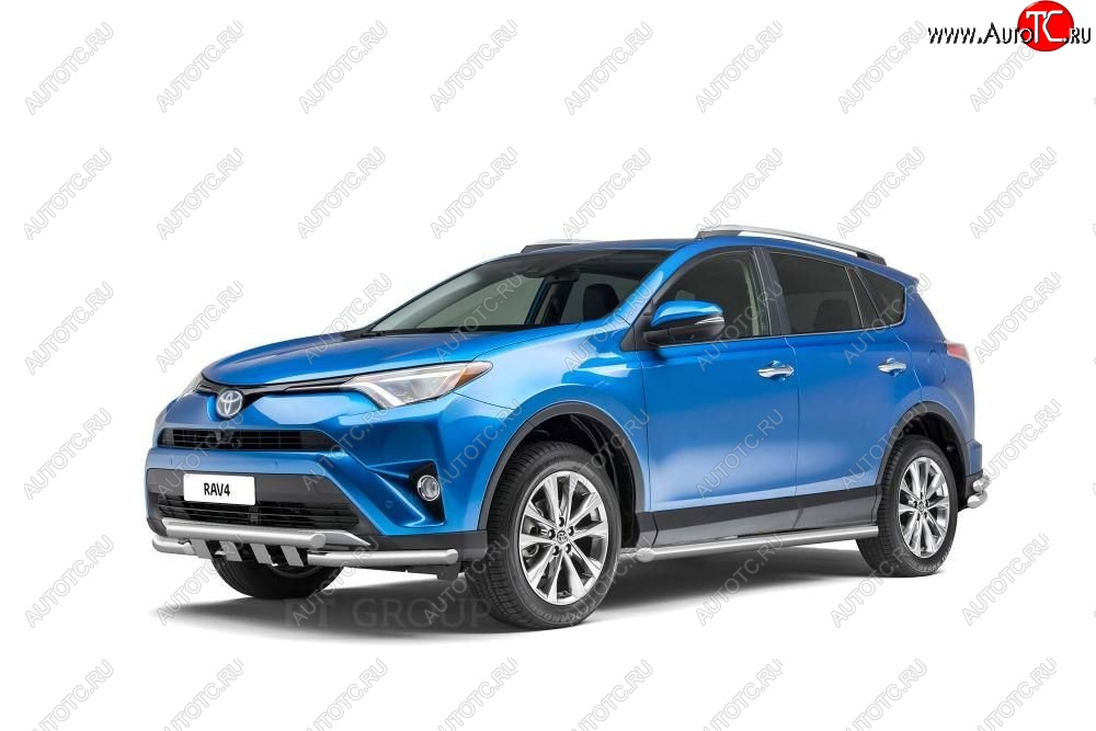 25 999 р. Защита порогов из трубы Ø63 Petroil Tuning Toyota RAV4 XA40 5 дв. рестайлинг (2015-2019) (Нержавеющая полированная сталь)  с доставкой в г. Тамбов