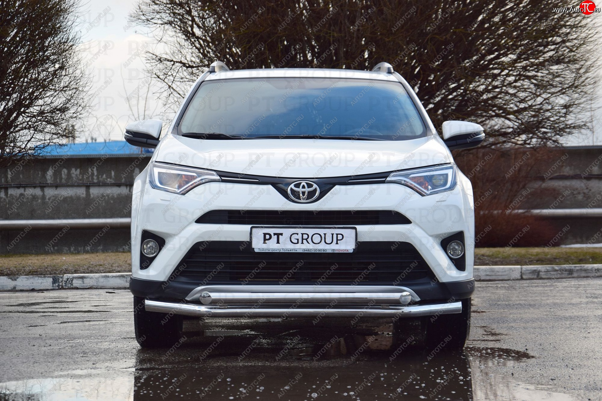 23 799 р. Защита переднего бампера двойная из труб d63/63 мм Petroil Tuning  Toyota RAV4  XA40 (2015-2019) 5 дв. рестайлинг (Нержавеющая полированная сталь)  с доставкой в г. Тамбов