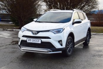 23 799 р. Защита переднего бампера двойная из труб d63/63 мм Petroil Tuning  Toyota RAV4  XA40 (2015-2019) 5 дв. рестайлинг (Нержавеющая полированная сталь)  с доставкой в г. Тамбов. Увеличить фотографию 2