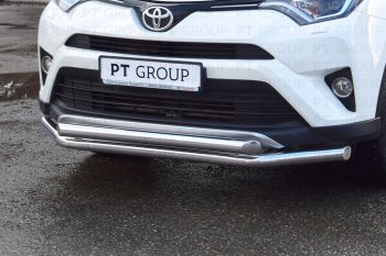 23 799 р. Защита переднего бампера двойная из труб d63/63 мм Petroil Tuning Toyota RAV4 XA40 5 дв. рестайлинг (2015-2019) (Нержавеющая полированная сталь)  с доставкой в г. Тамбов. Увеличить фотографию 3