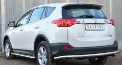 13 349 р. Одинарная защита заднего бампера из трубы диаметром 63 мм SLITKOFF  Toyota RAV4  XA40 (2012-2015) 5 дв. дорестайлинг  с доставкой в г. Тамбов. Увеличить фотографию 2