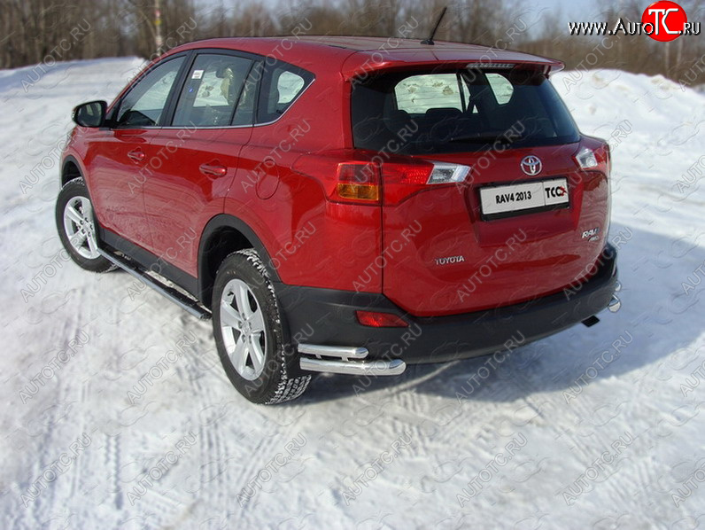 22 999 р. Защита заднего бампера (уголки двойные) ТСС 60,3/42,4 мм  Toyota RAV4  XA40 (2012-2015) 5 дв. дорестайлинг  с доставкой в г. Тамбов