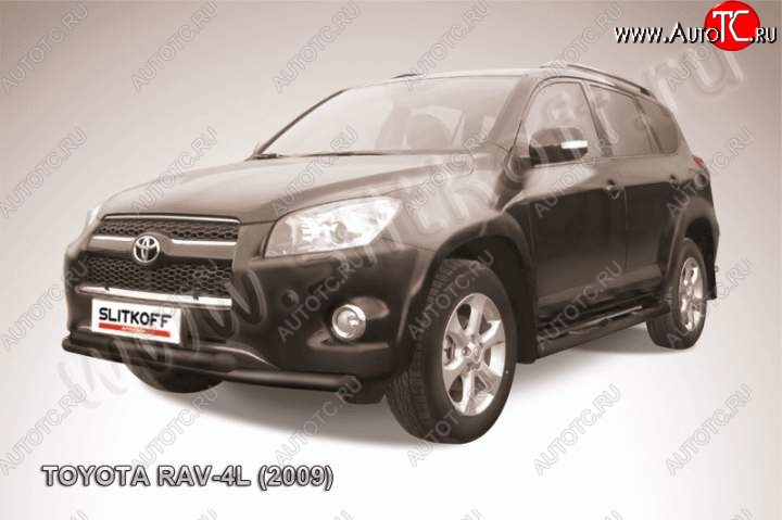 7 999 р. Защита переднего бампер Slitkoff  Toyota RAV4  XA30 (2009-2010) 5 дв. удлиненный 1-ый рестайлинг (Цвет: серебристый)  с доставкой в г. Тамбов