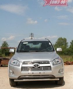 11 114 р. Защита переднего бампера одинарная длинная база Souz-96 (d60) Toyota RAV4 XA30 5 дв. удлиненный 1-ый рестайлинг (2009-2010)  с доставкой в г. Тамбов. Увеличить фотографию 1