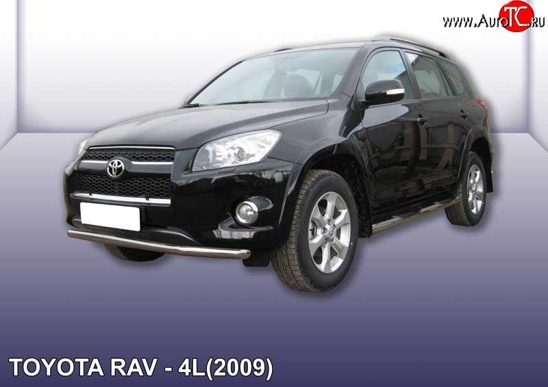 8 999 р. Одинарная защита переднего бампера из трубы диаметром 57 мм Slitkoff  Toyota RAV4  XA30 (2009-2010) 5 дв. удлиненный 1-ый рестайлинг (Цвет: нержавеющая полированная сталь)  с доставкой в г. Тамбов