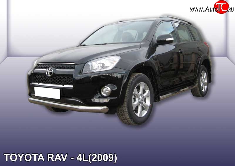 10 549 р. Одинарная защита переднего бампера диаметром 76 мм Slitkoff Toyota RAV4 XA30 5 дв. удлиненный 1-ый рестайлинг (2009-2010) (Цвет: нержавеющая полированная сталь)  с доставкой в г. Тамбов