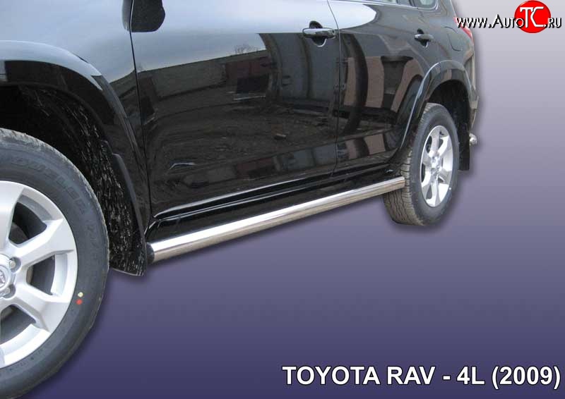 13 299 р. Защита порогов из круглой трубы диаметром 76 мм Slitkoff  Toyota RAV4  XA30 (2003-2010) 5 дв. удлиненный дорестайлинг, 5 дв. удлиненный 1-ый рестайлинг (Цвет: нержавеющая полированная сталь)  с доставкой в г. Тамбов