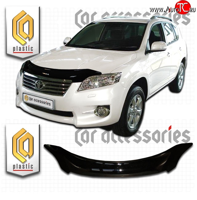 2 149 р. Дефлектор капота CA-Plastic  Toyota RAV4  XA30 (2010-2013) 5 дв. 2-ой рестайлинг, 5 дв. удлиненный 2-ой рестайлинг (Classic черный, Без надписи)  с доставкой в г. Тамбов