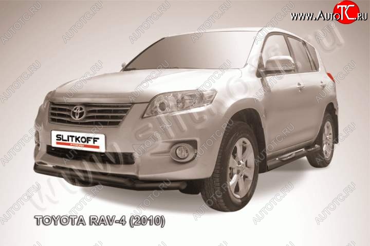 7 999 р. Защита переднего бампер Slitkoff Toyota RAV4 XA30 5 дв. 2-ой рестайлинг (2010-2013) (Цвет: серебристый)  с доставкой в г. Тамбов