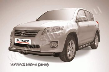 7 349 р. Защита переднего бампер Slitkoff  Toyota RAV4  XA30 (2010-2013) 5 дв. 2-ой рестайлинг, 5 дв. удлиненный 2-ой рестайлинг (Цвет: серебристый)  с доставкой в г. Тамбов. Увеличить фотографию 1