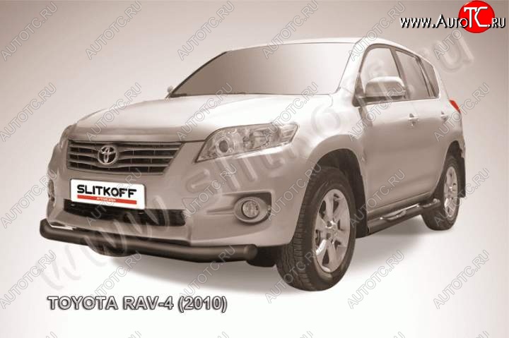 7 349 р. Защита переднего бампер Slitkoff Toyota RAV4 XA30 5 дв. 2-ой рестайлинг (2010-2013) (Цвет: серебристый)  с доставкой в г. Тамбов