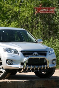 20 969 р. Защита переднего бампера Souz-96 (d76) Toyota RAV4 XA30 5 дв. удлиненный 2-ой рестайлинг (2010-2013)  с доставкой в г. Тамбов. Увеличить фотографию 1